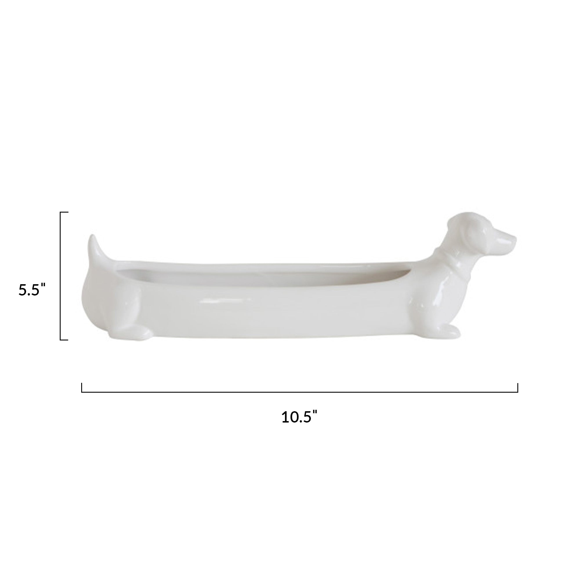 Long White Ceramic Dachshund Cracker Dish